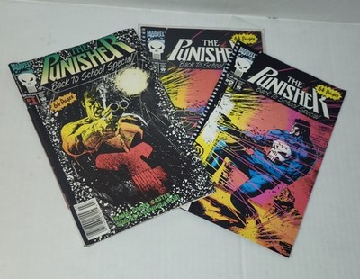 VTG 3 Pc The Punisher Back to School Special Marvel Comic Books Lot 94 #1 2x 2