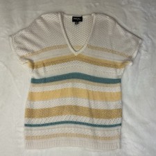Dalton Studios Vintage Short Sleeve Striped Sweater Retro Made In USA Medium