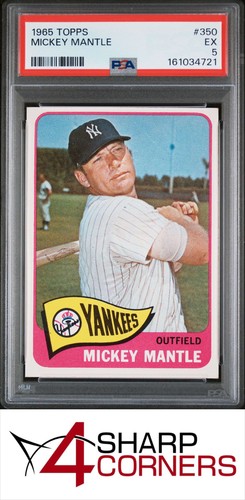 1965 TOPPS #350 MICKEY MANTLE YANKEES HOF PSA 5