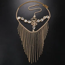 Crystal Tassel Face Mask Rhinestone Masquerade Mask Jewelry for Women Hair Face 