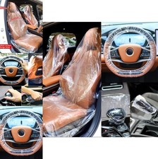 250 Pcs Disposable Plastic Car Seat Covers Clear Steering Wheel Gear Shift