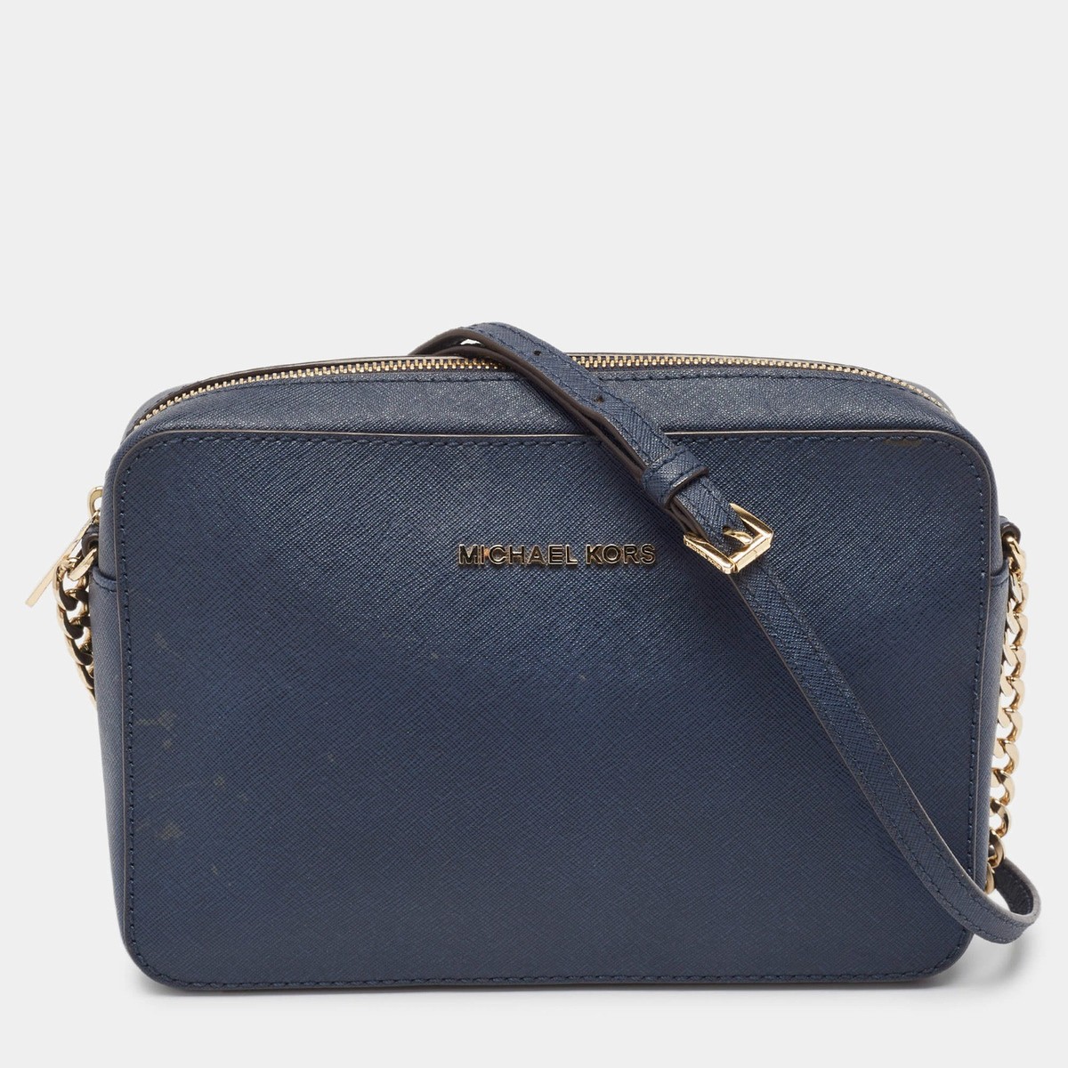MICHAEL Michael Kors Dark Blue Leather Jet Set Camera Crossbody