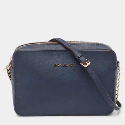 MICHAEL KORS ダークブルーショルダーバッグ MICHAEL Michael Kors Dark Blue Leather Jet Set Camera Crossbody