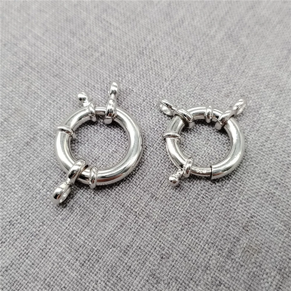 925 Sterling Silver Spring Ring Clasp 2 Strand Rhodium Plated 12 14 16 18 20mm - Image 4 of 4