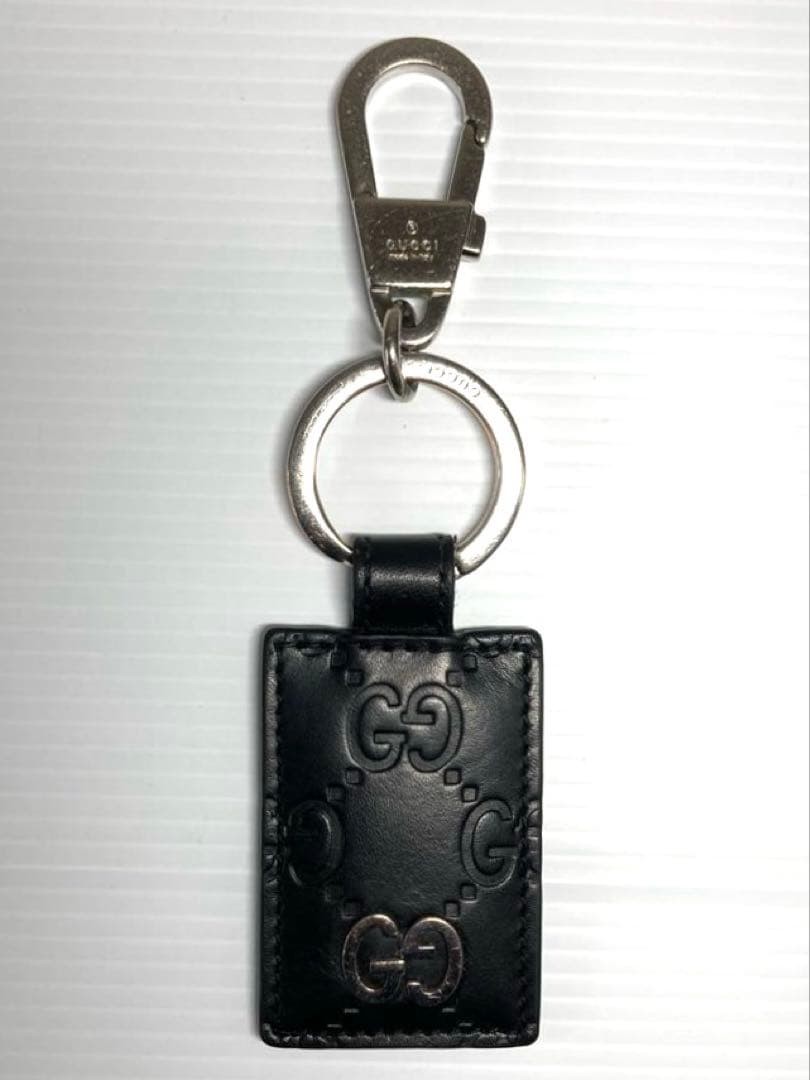 Gucci Shima Leather Key Ring Interlocking Black w… - image 4