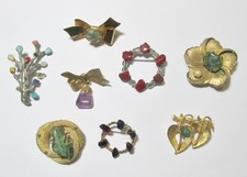 Vintage Lot All Natural Tumbled Rock Pin Brooches