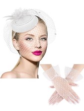 Geyoga 20s 50s Tea Party Hat Clip and Gloves Set Fascinator Hat for Women Fun...
