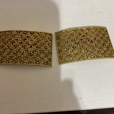 Gold Tone Floral Shoe Lace Covers By Tiptoe 2.25 Long & 1.5 Deep