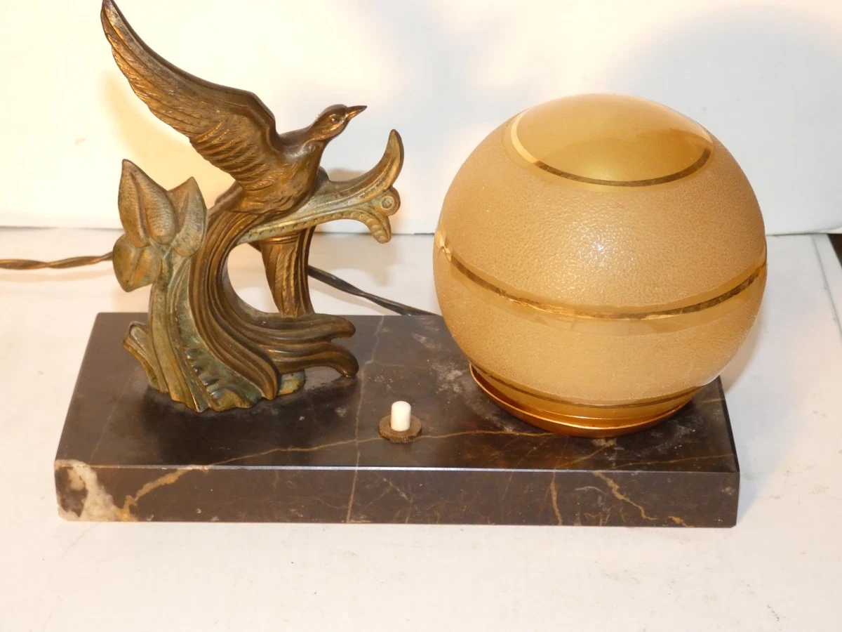 lampe ancienne colonne en laiton et socle en marbre