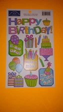 Karen Foster Design Birthday Dimensional Puffy Stickers Sheet Scrapbook Craft