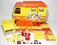 Vintage Barbie Country Camper Yellow Orange RV Vehicle with 44 Accessories 1971