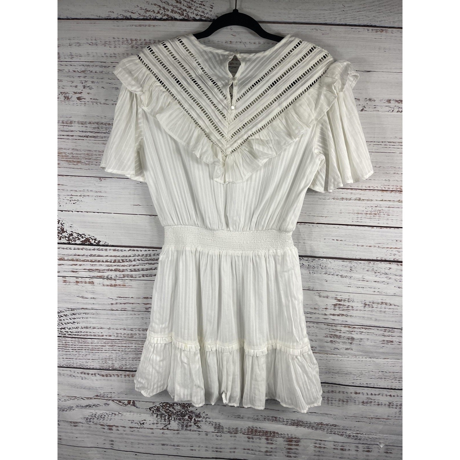  Aqua Dress Women's Small Ruffle Boho Tiered Mini Flutter Sleeve Summer