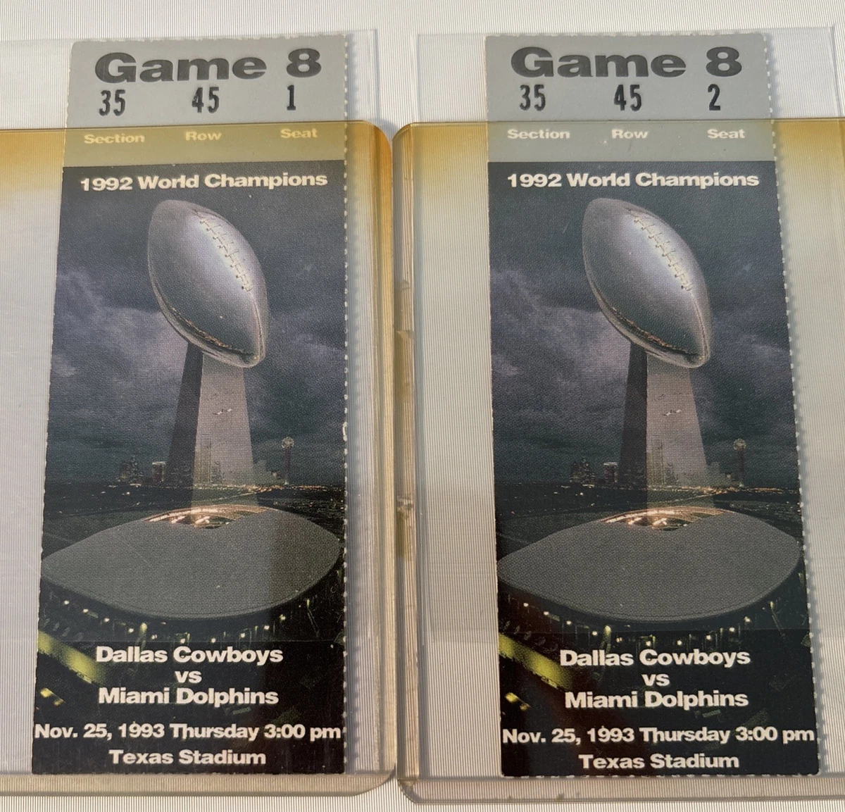 Dallas Cowboys Football 1993 Vintage Sports Ticket Stubs for sale