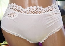 Victorias secret Rare Vintage XL White Satin Lace Brief Panty Full Back