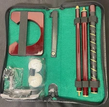 Executive Portable Travel Golf Putting Set Wood Putter 2-Balls Cup Zipper Case
