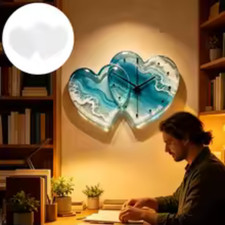 Dual Heart Epoxy Resin Wall Clock Mold