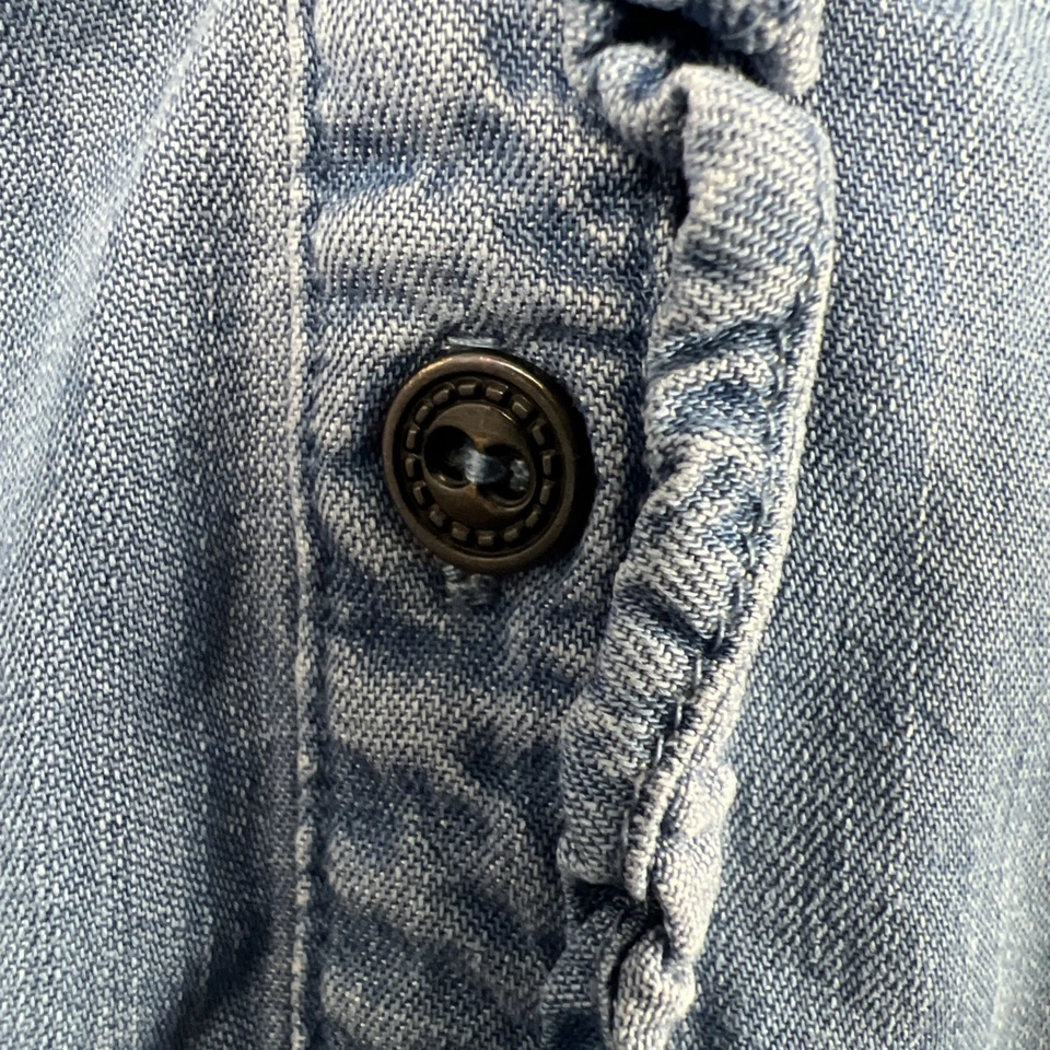 Vestido Maxi Feminino Nurture by Westbound Plus 3X Denim Chambray Babado Casual - Imagem 3 de 4