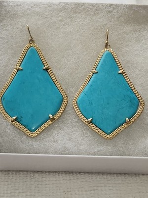 Kendra Scott Alexandra Large Turquoise Goldtone Earrings