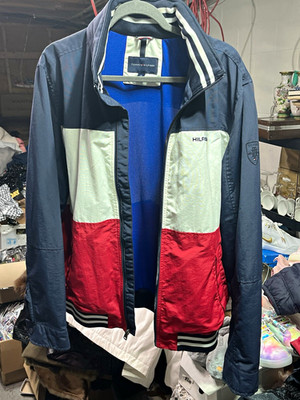 Tommy Hilfiger Men s Colorblock Full Zip Bomber Jacket Navy/White/Red Men Large