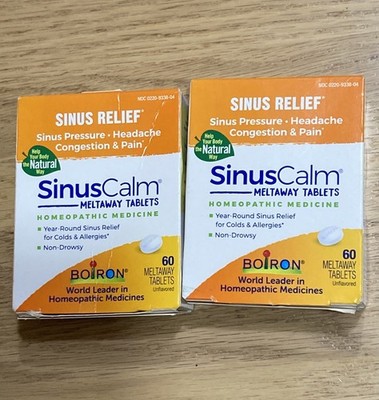 SinusCalm, Unflavored, 60 Meltaway Tablets Set of 2 Sinus Relief