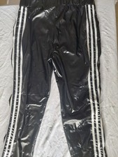 Kunstleder Hose Trainingshose mit weißen Streifen  Gr.XL Skin Punk Gay