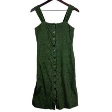 Madewell Texture & Thread Button Front Tank Dress Olive Green Mini - Size XS