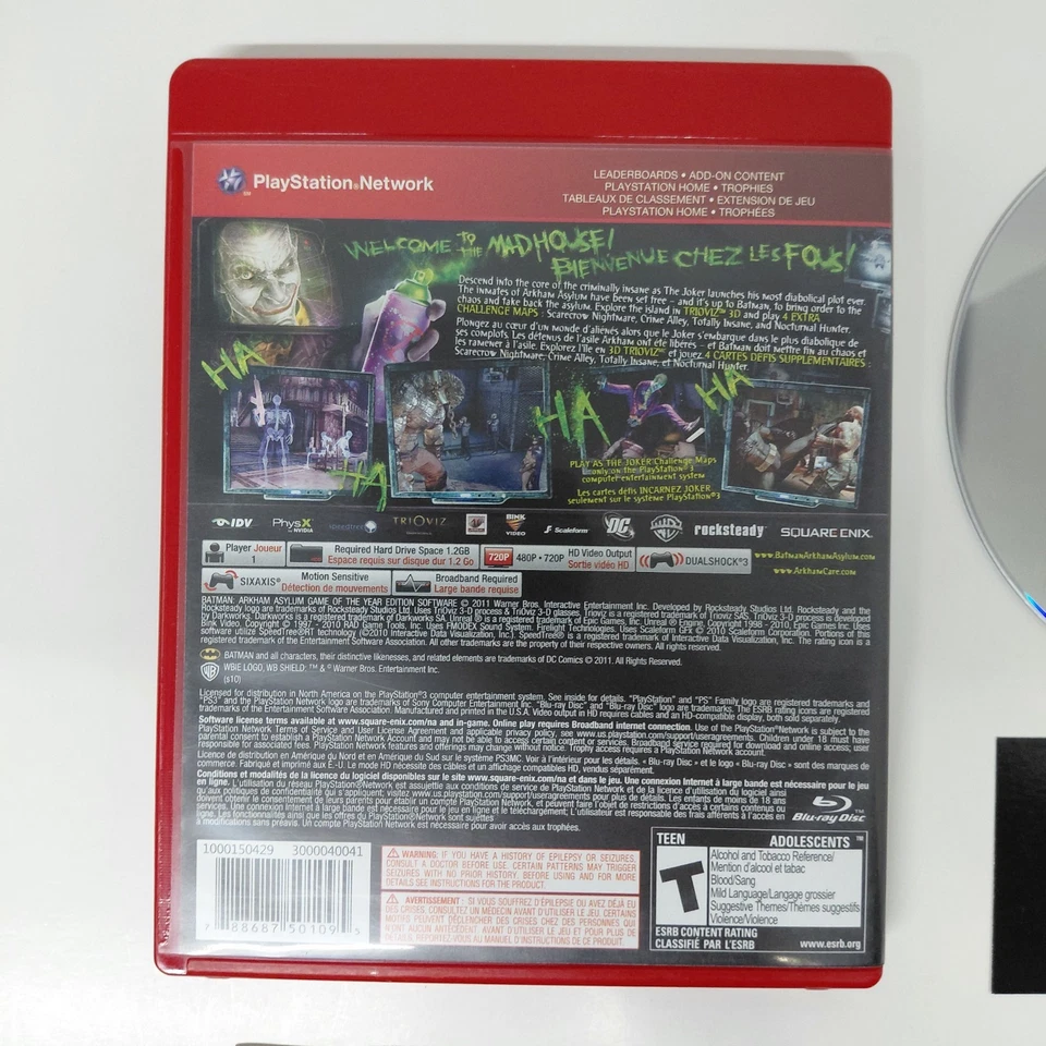 Batman: Arkham Asylum GOTY GH (Sony PlayStation 3, 2010) CIB EN+FR Manuals - Image 3 of 4