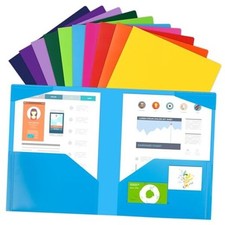 100pcs Plastic Folders with Pockets, Heavy Duty Pocket 3-100pcs-10colors