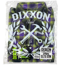 DIXXON Flannel "Rob Zombie" Men's XL Neon Green  Purple Plaid Snap Band Shirt