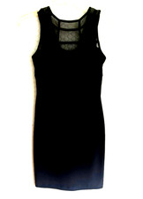 Ruby Rox Little Black Bodycon Dress -Mesh Accent Neckline, V Back, Lined Sz S