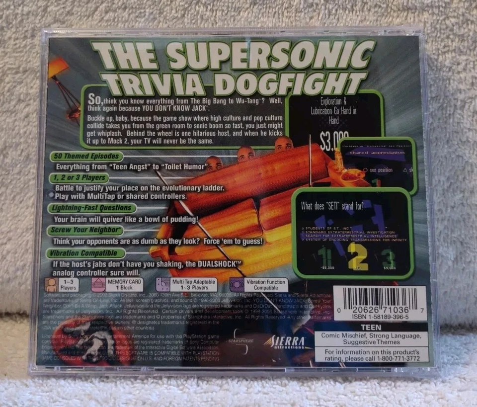 You Don't Know Jack Mock 2 - (PS1, 2000) *CIB* VGC* Black Label* FREE SHIPPING! - Image 2 of 4