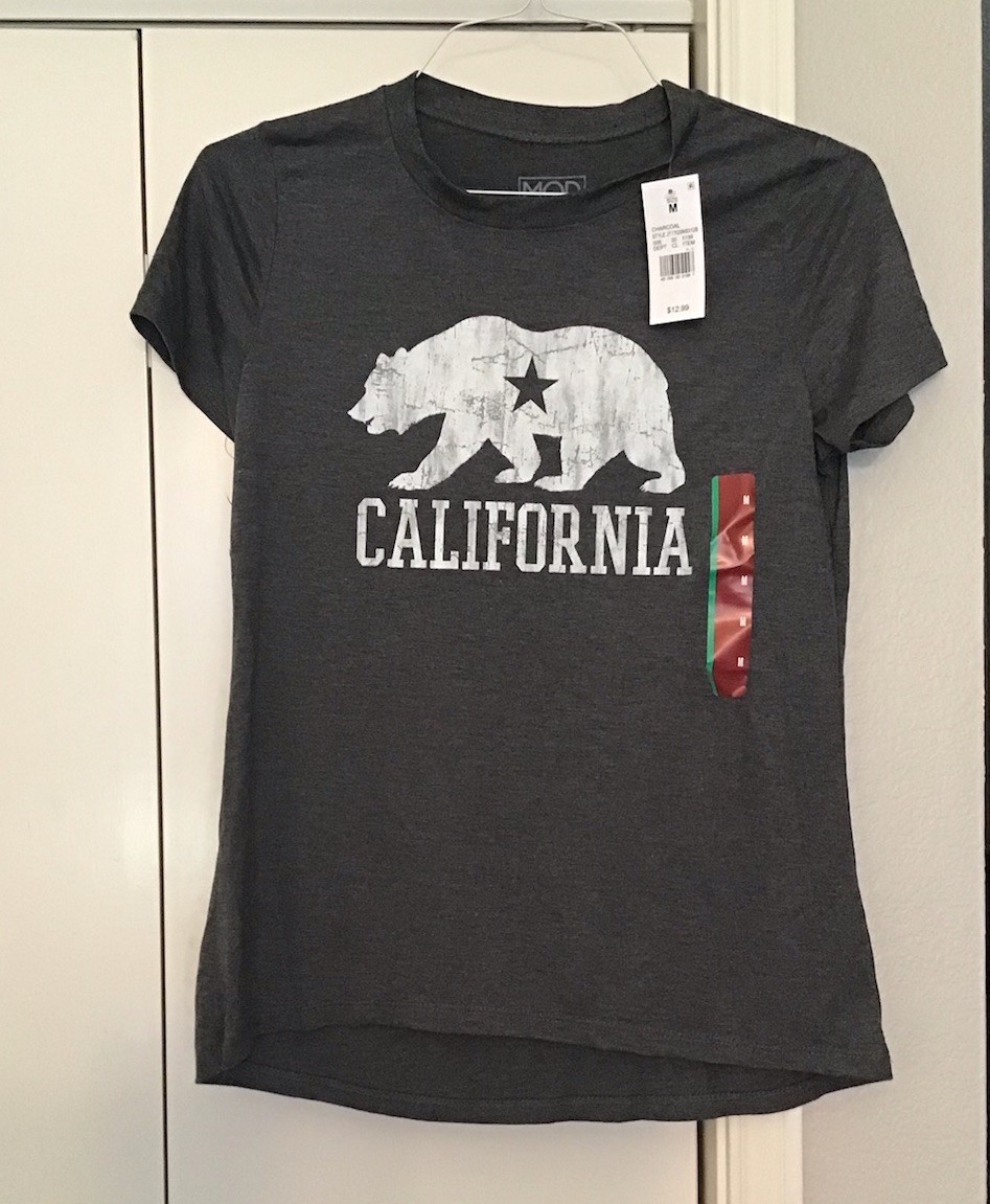 New Modern Lux Women's Medium California Gray Logo Short Sleeve Tee Shirt Target