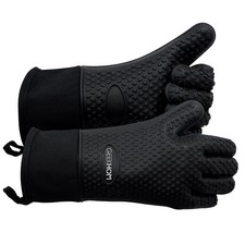 Image of Geekhom Silicone Oven Gloves Heat Resistant Mitts Bbq Waterproof Weber RRP £17