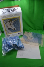 Vtg Unicorn Latch Hook Rug Kit,P348 National Yarn Crafts,12 x 12",Opened Box