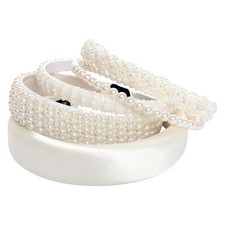 5 Pcs White Pearl Headband Women Faux Wide Cute Non Slip Hairband