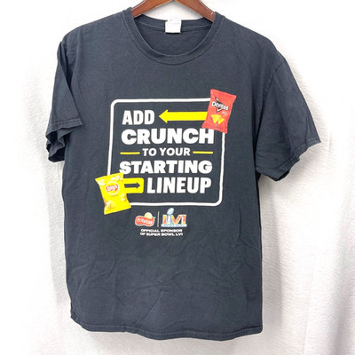 Doritos Promo T Shirt Men L Black Crunch Starting Line Up Big Game LVI READ VTG