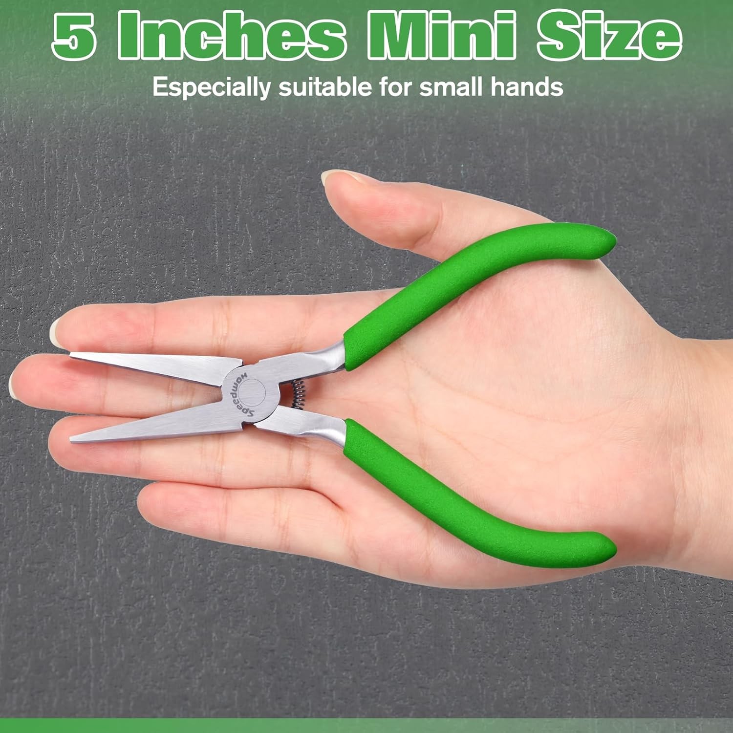 SPEEDWOX 5 inch flat nose pliers mini duckbill fine 5 Inch, Green 