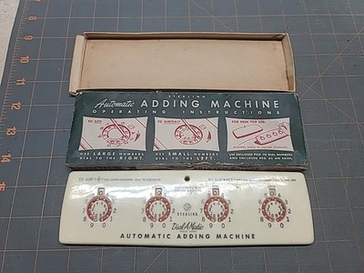 Vtg Sterling Add-it Automatic Adding Machine Dial-A-Matic Add Subtract with Box