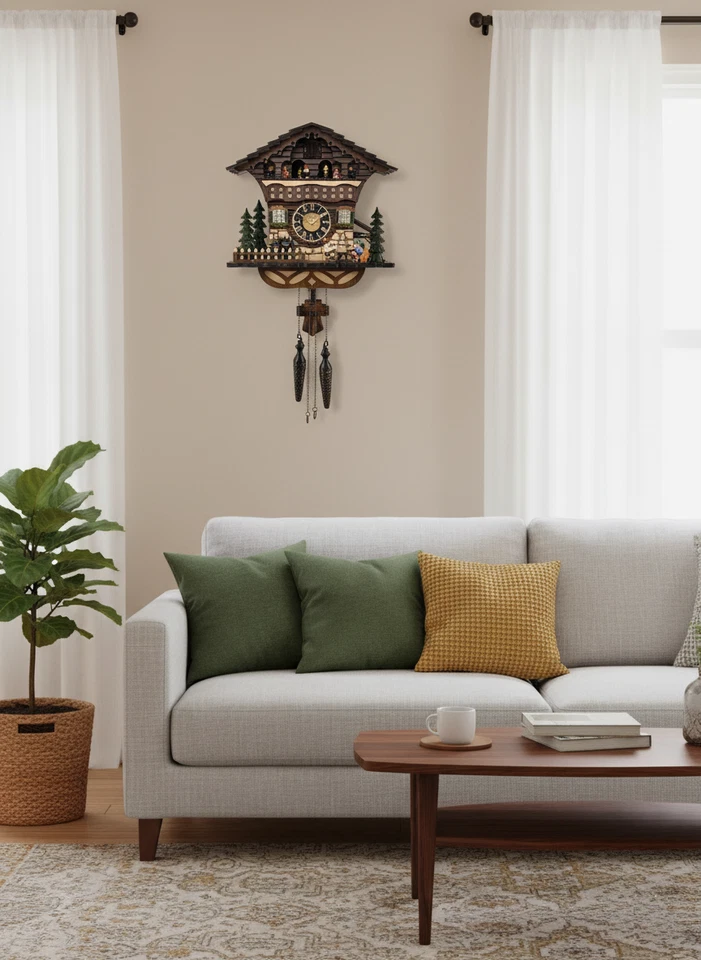 Reloj Cuco Tradicional Selva Negra Cuarzo Diseño Alemán Artesanal Musical Foto 2 de 4