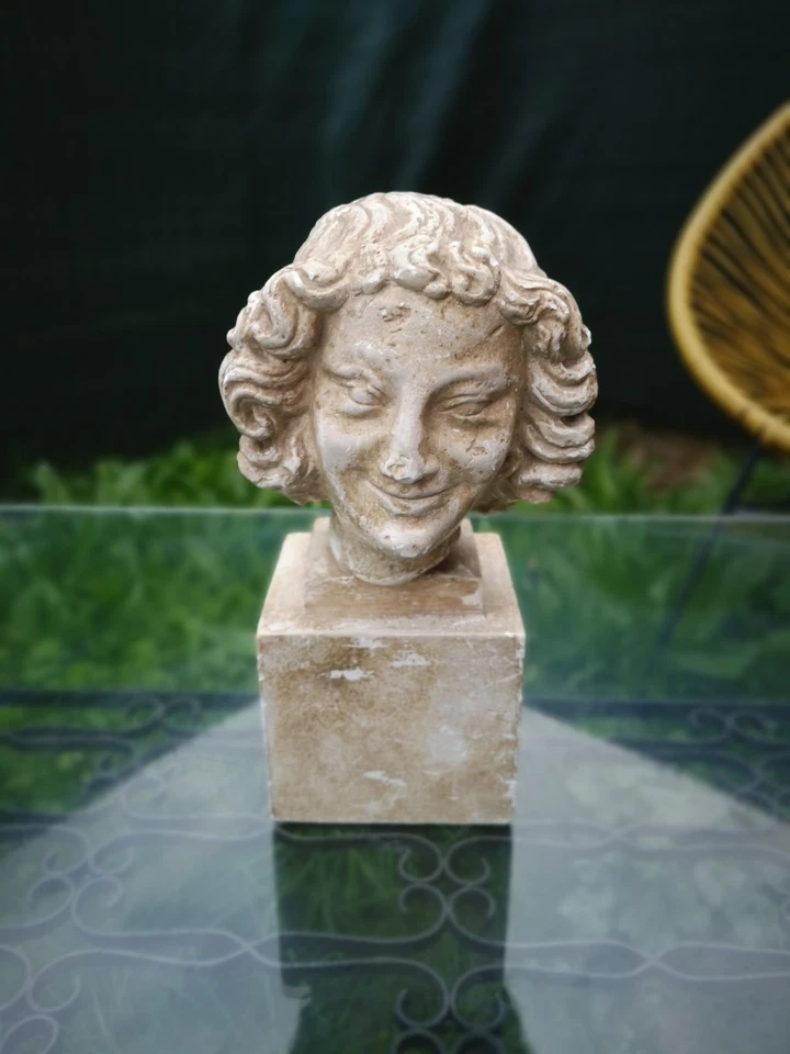 buste tête d'ange au sourire historique 1900 ateliers du louvre cathedrale reims - Photo 2/4