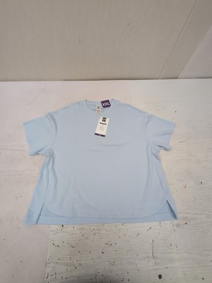 MM Wmns Relaxed Fit Drop-Tail Hem Sandwash Short Sleeve Tee Blue Sz 2XL GL22