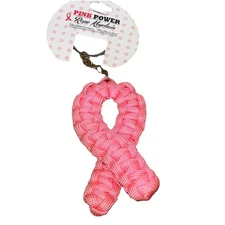Breast Cancer Awareness Rope Keychain Key Chain PINK POWER Thick Corded NEW