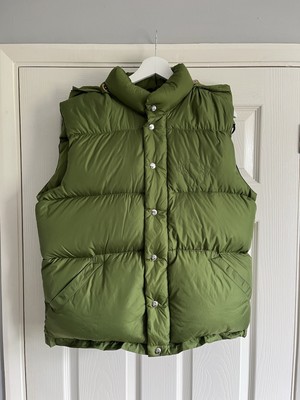 Mens True Religion Goose Down Puffer Hooded Gilet Green Size L