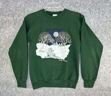 Vintage Lake Tahoe Sweatshirt Women  s Size M Green Mountain Snow Wilderness Deer