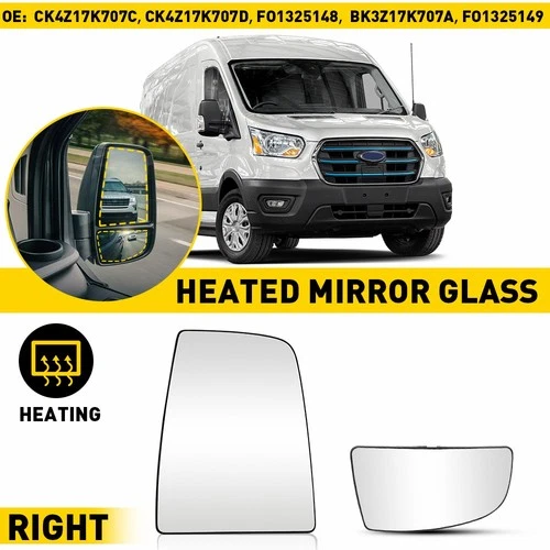 2X For Ford Transit 150 250 350 15-22 Mirror Glass Upper Lower Heated Right Side