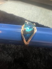 925 Sterling Silver Heart Shaped Stone Ring/ Size 8.25 /j53
