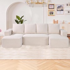 VEVOR U-Shaped Modular Sectional Sofa Cloud Couch with Cushions Beige 