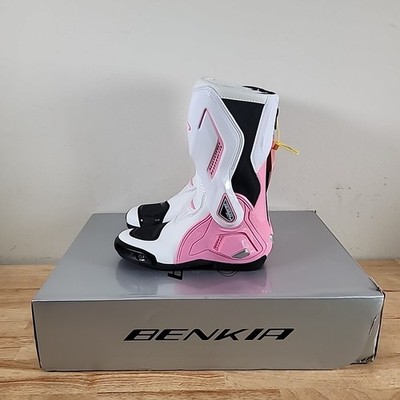 racer worldwide ベルクロブーツ EU43 28.5cm相当 Benkia Motorcycle Riding Boots HDF-SH-W208 Ivory Sakura Pink Size
