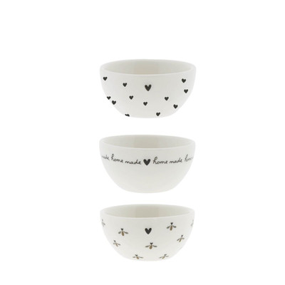 3er Set Dipschalen, Saucenschalen HOME MADE 6cm weiß beige Bastion Collections
