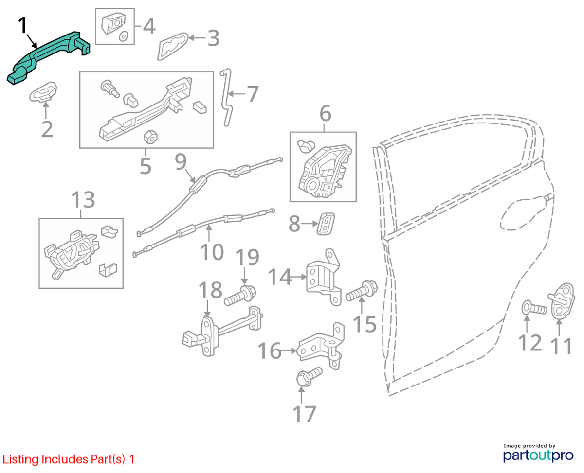 Genuine Honda OE Hndl Comp.L *Nh883P* 72181-TVA-A91ZE for sale